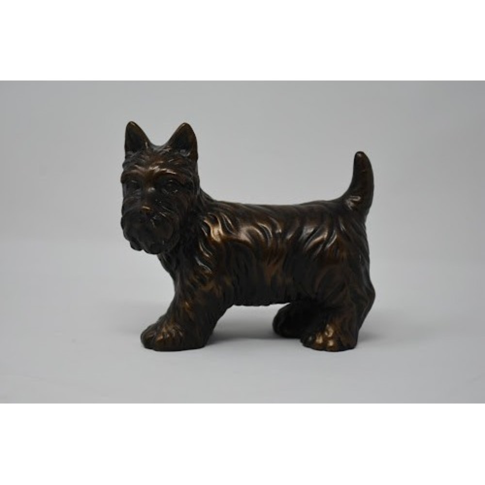 Vintage Scottie Dog Figurine Bronze Tone Scottish Terrier Statue Resin Decor